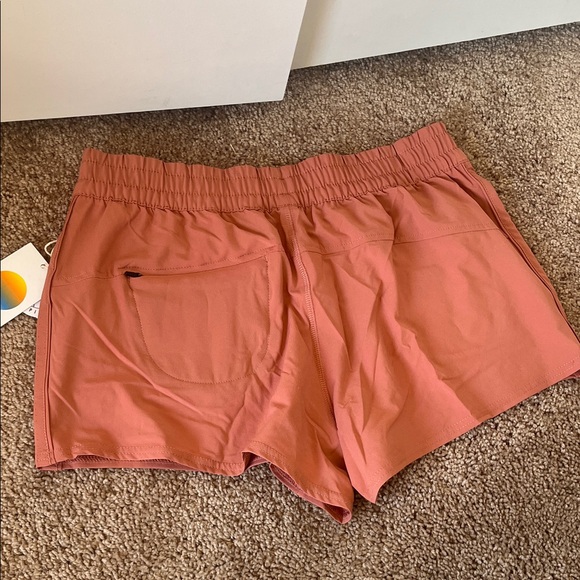 Vuori Women's Rust-Red Elastic Waist Athletic Shorts - Picture 3 of 3
